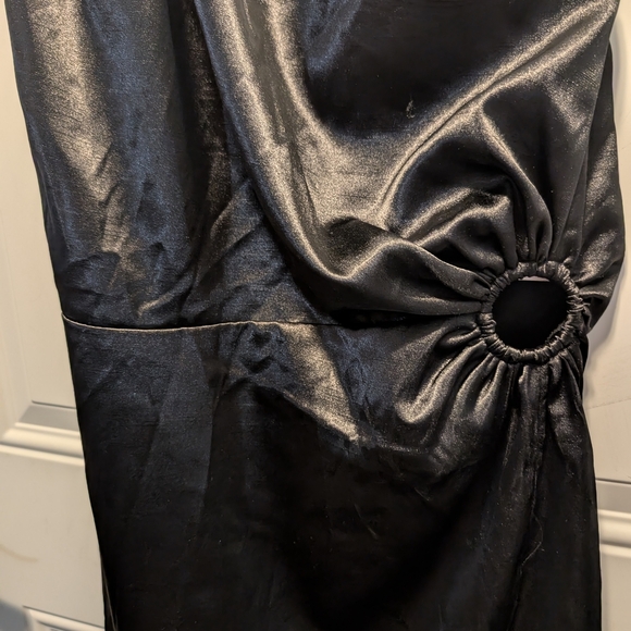 French Connection Womena One Shoulder Elegant Black Midi Dress Size 10 - Picture 5 of 6